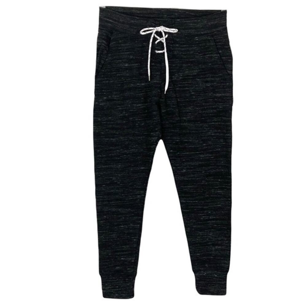 Nwt LIQUID ENERGY Sweatpants L Jogger Grey-Heather White-Rope-Lace Pocket Cotton